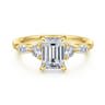 Cian - 14K Yellow Gold Emerald Cut Five Stone Diamond Engagement Ring - 0.34 ct