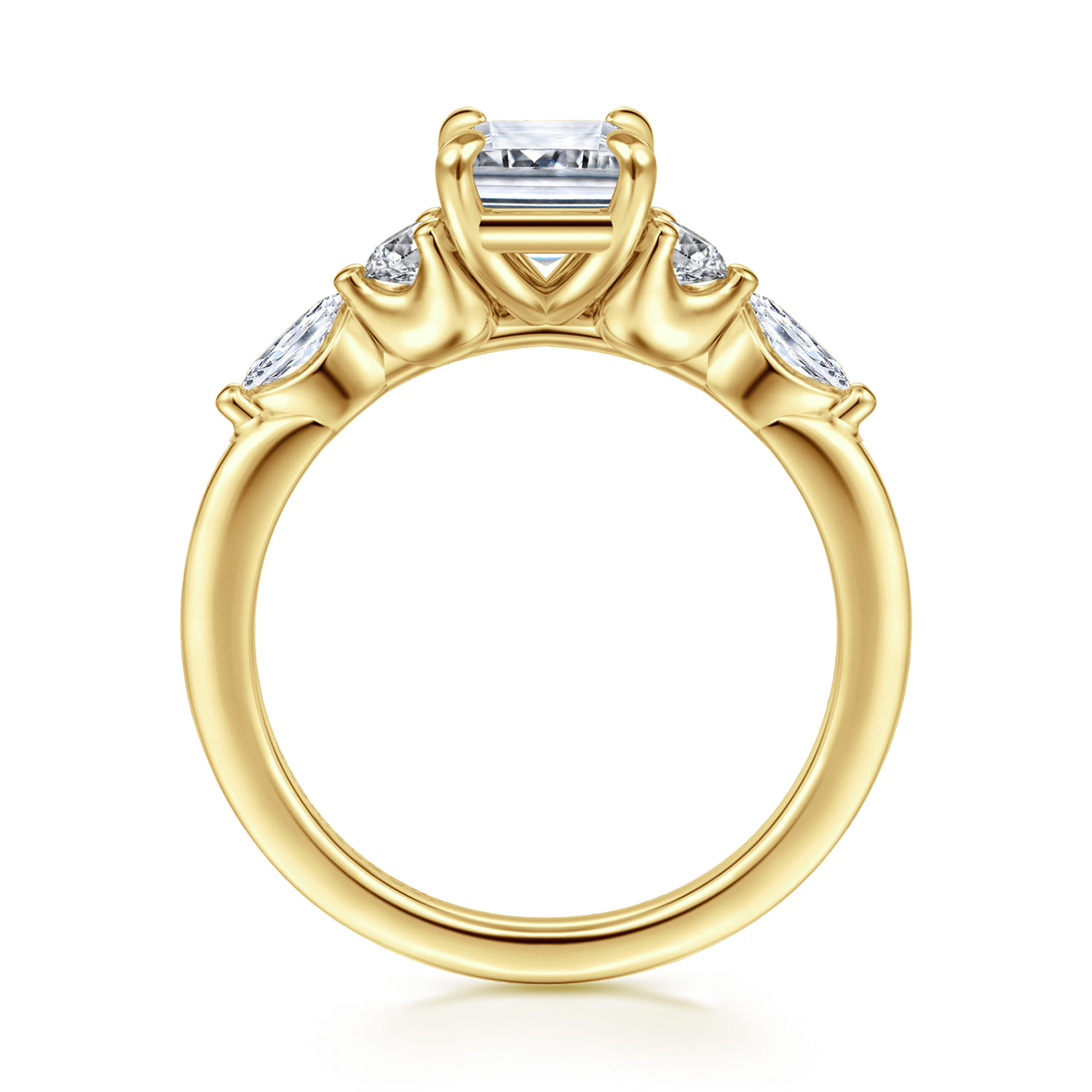 Cian - 14K Yellow Gold Emerald Cut Five Stone Diamond Engagement Ring - 0.34 ct - Shot 2