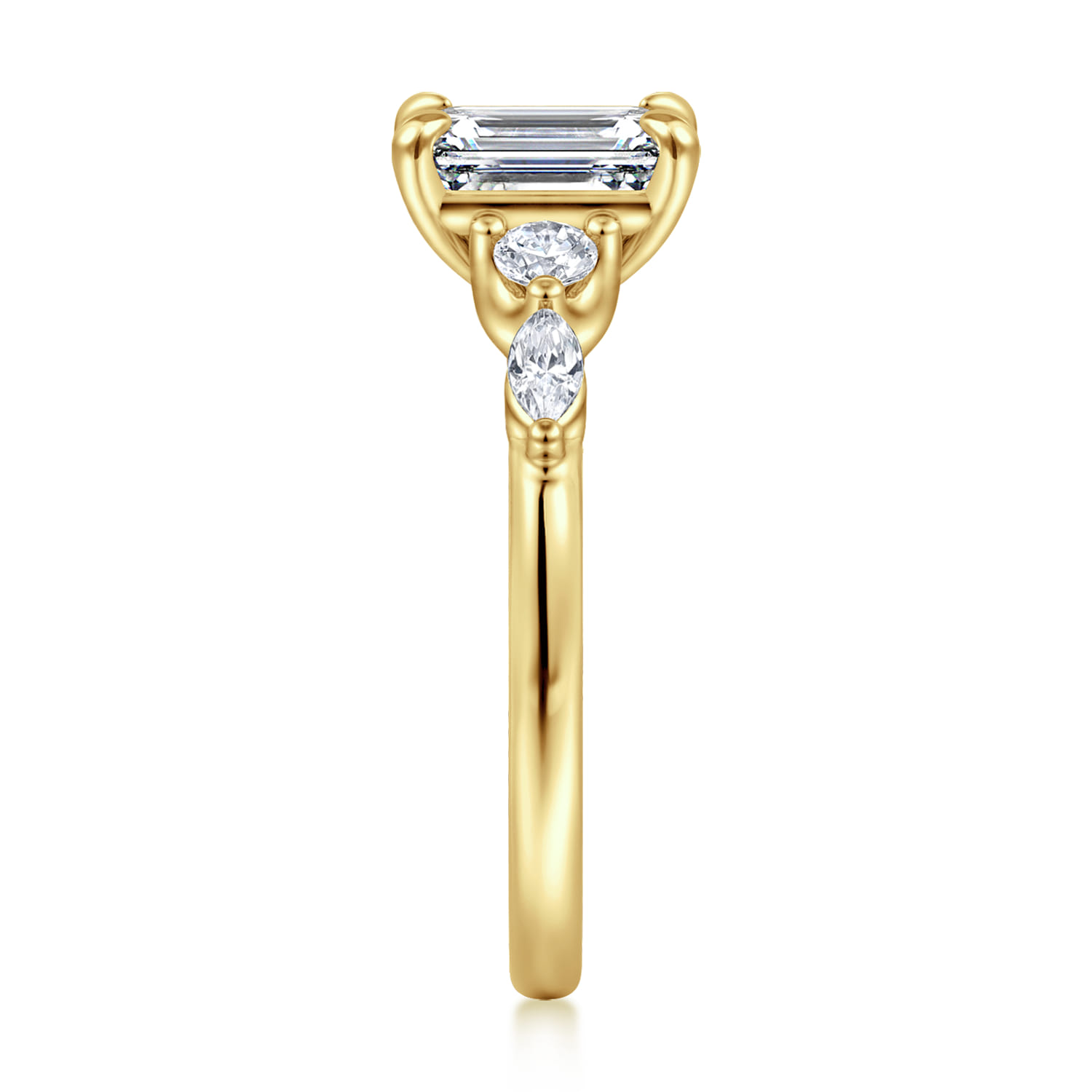 Cian - 14K Yellow Gold Emerald Cut Five Stone Diamond Engagement Ring - 0.34 ct - Shot 4