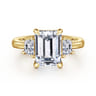 Barie - 14K Yellow Gold Trapezoid Cut Three Stone Diamond Engagement Ring - 0.4 ct