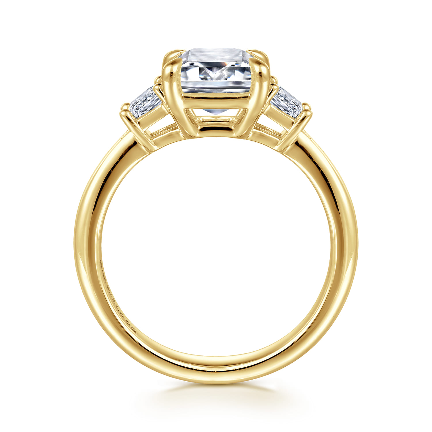 Barie - 14K Yellow Gold Trapezoid Cut Three Stone Diamond Engagement Ring - 0.4 ct - Shot 2