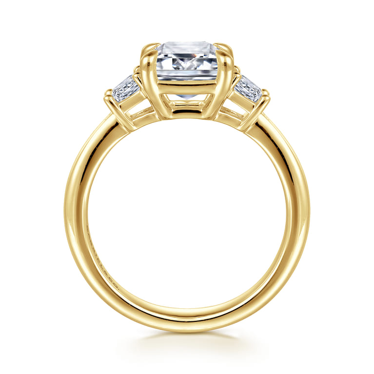 Barie - 14K Yellow Gold Trapezoid Cut Three Stone Diamond Engagement Ring - 0.4 ct - Shot 2
