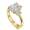 Barie - 14K Yellow Gold Trapezoid Cut Three Stone Diamond Engagement Ring - 0.4 ct