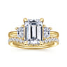 Barie - 14K Yellow Gold Trapezoid Cut Three Stone Diamond Engagement Ring - 0.4 ct