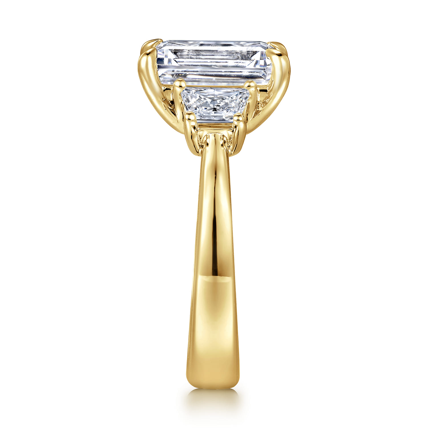 Barie - 14K Yellow Gold Trapezoid Cut Three Stone Diamond Engagement Ring - 0.4 ct - Shot 5