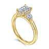Abbi - 14K Yellow Gold Emerald Cut Three Stone Diamond Engagement Ring - 0.55 ct