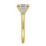 Abbi - 14K Yellow Gold Emerald Cut Three Stone Diamond Engagement Ring - 0.55 ct
