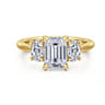 Charisa - 14K Yellow Gold Emerald Cut Three Stone Diamond Engagement Ring - 0.7 ct