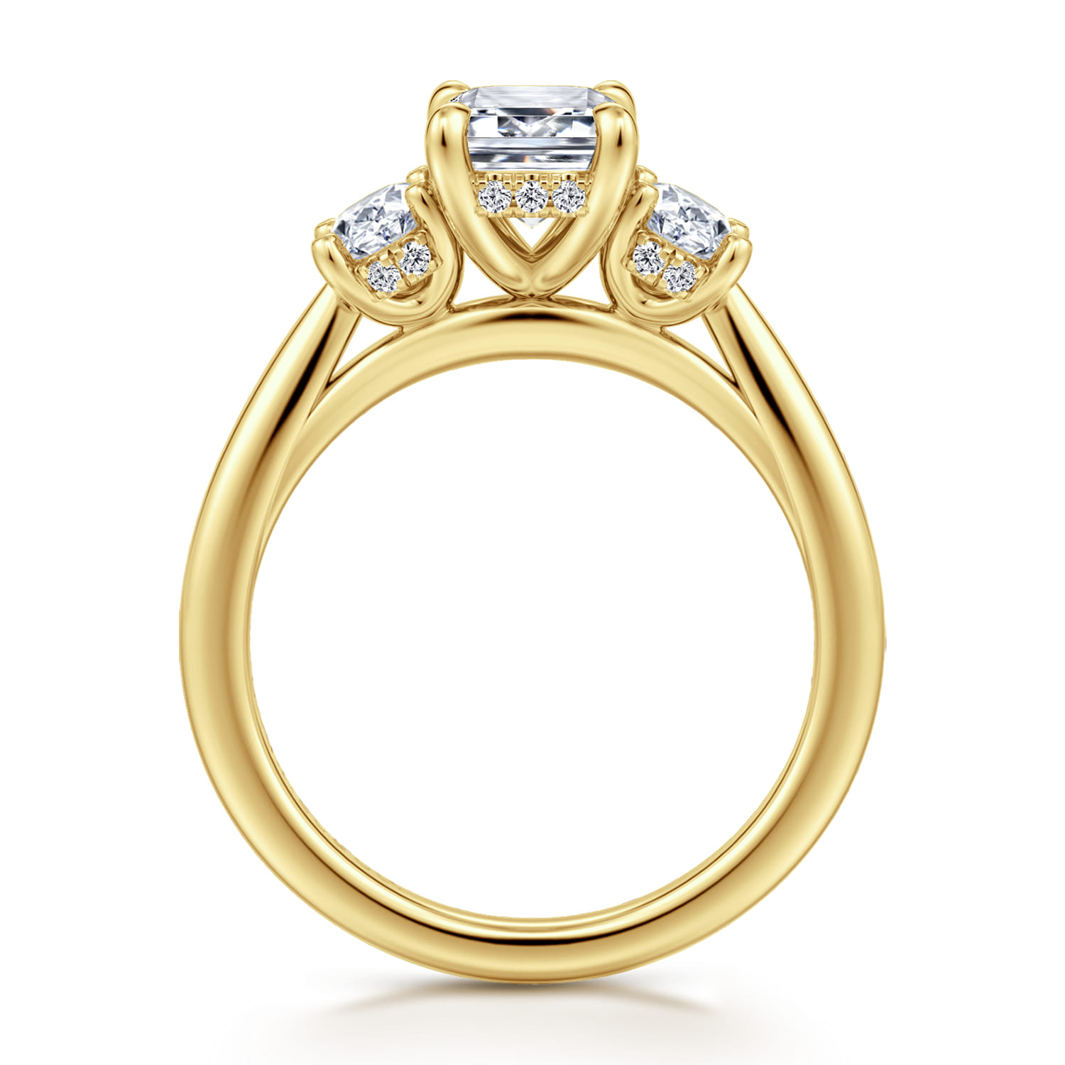 Charisa - 14K Yellow Gold Emerald Cut Three Stone Diamond Engagement Ring - 0.7 ct - Shot 2
