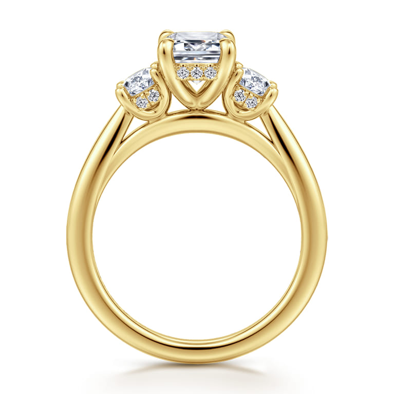 Charisa - 14K Yellow Gold Emerald Cut Three Stone Diamond Engagement Ring - 0.7 ct - Shot 2
