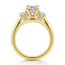 Charisa - 14K Yellow Gold Emerald Cut Three Stone Diamond Engagement Ring - 0.7 ct