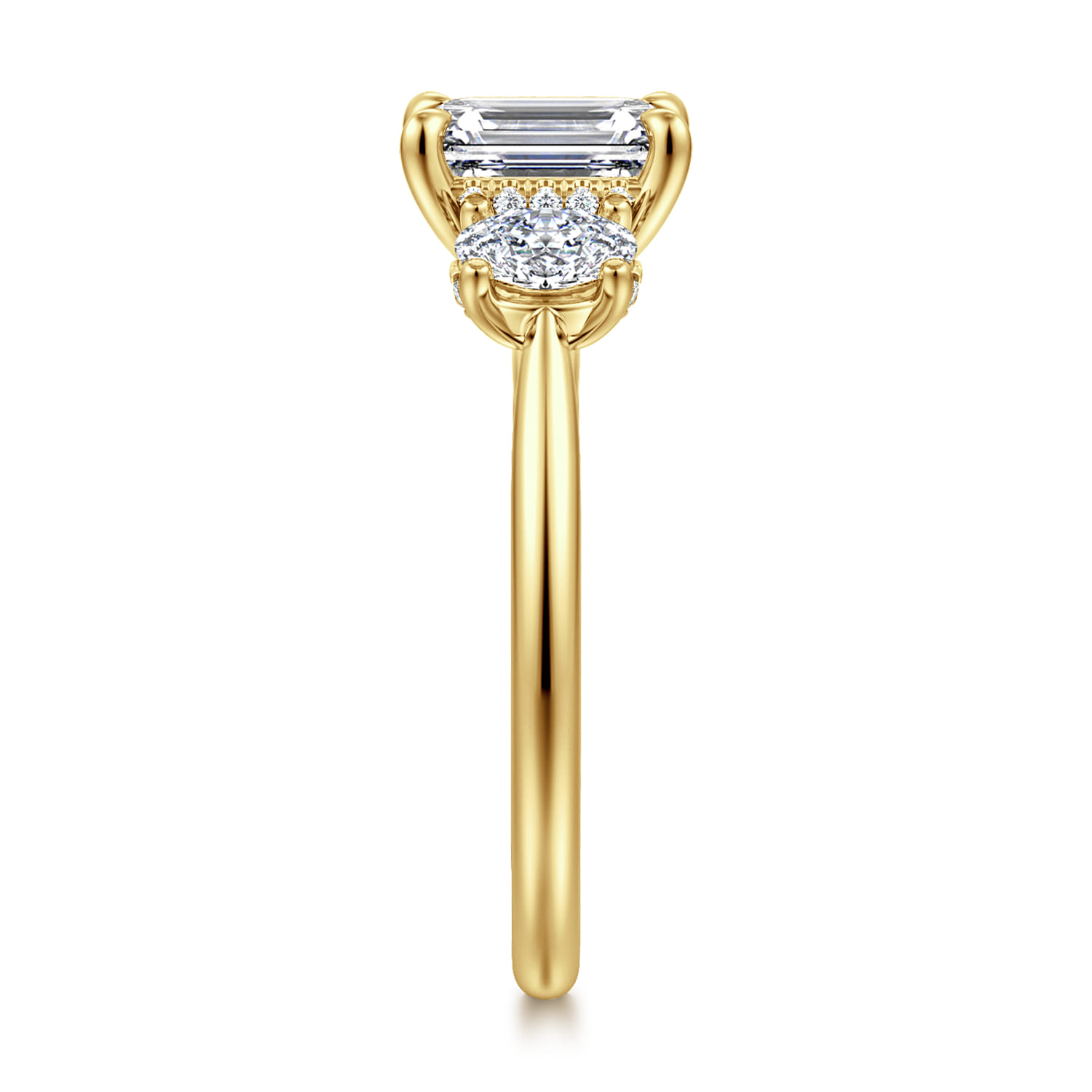 Charisa - 14K Yellow Gold Emerald Cut Three Stone Diamond Engagement Ring - 0.7 ct - Shot 4