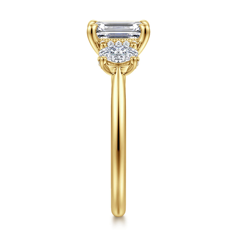 Charisa - 14K Yellow Gold Emerald Cut Three Stone Diamond Engagement Ring - 0.7 ct - Shot 4