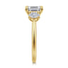 Charisa - 14K Yellow Gold Emerald Cut Three Stone Diamond Engagement Ring - 0.7 ct