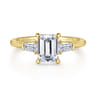 Feana - 14K Yellow Gold Emerald Cut Three Stone Diamond Engagement Ring - 0.35 ct