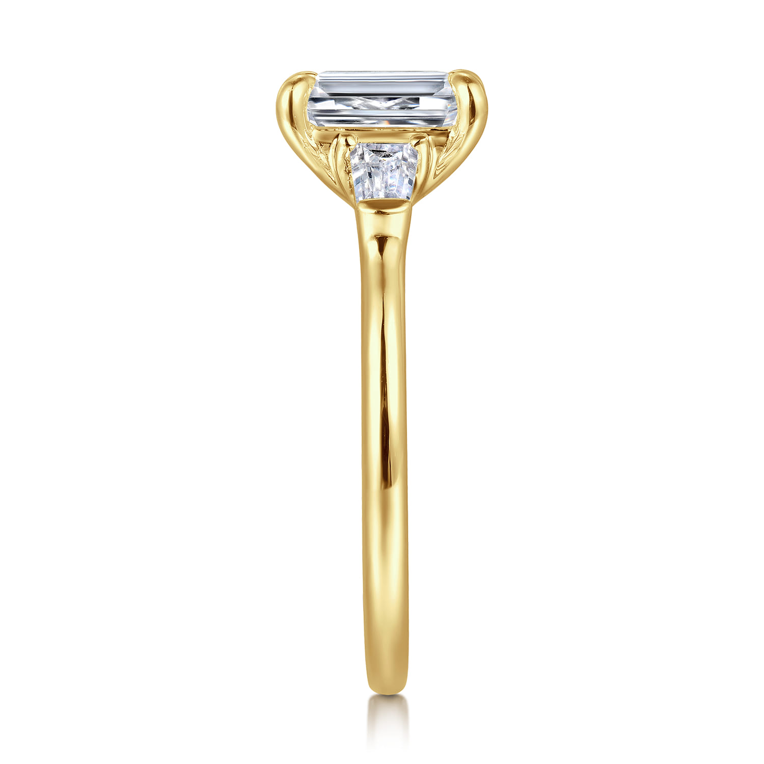 Feana - 14K Yellow Gold Emerald Cut Three Stone Diamond Engagement Ring - 0.35 ct - Shot 5