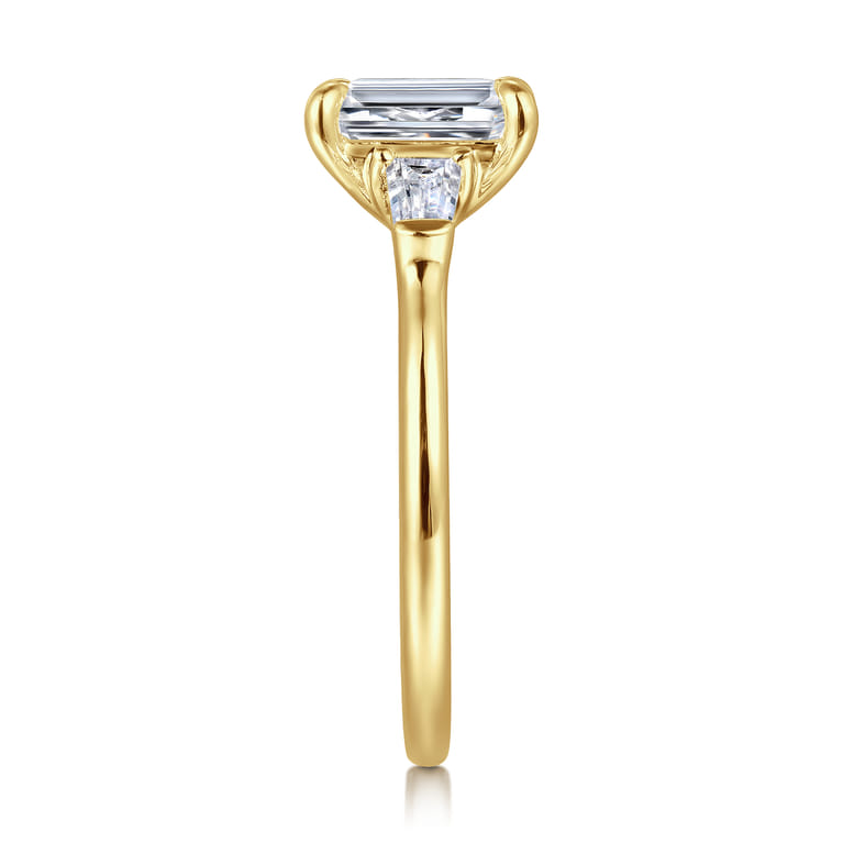 Feana - 14K Yellow Gold Emerald Cut Three Stone Diamond Engagement Ring - 0.35 ct - Shot 5