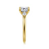 Darline - 14K Yellow Gold Emerald Cut Three Stone Lotus Diamond Engagement Ring - 0.22 ct