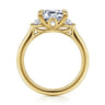 Darline - 14K Yellow Gold Emerald Cut Three Stone Lotus Diamond Engagement Ring - 0.22 ct
