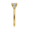 Darline - 14K Yellow Gold Emerald Cut Three Stone Lotus Diamond Engagement Ring - 0.22 ct