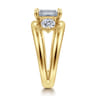 Danni - 14K Yellow Gold Emerald Cut Three Stone Diamond Engagement Ring - 0.75 ct