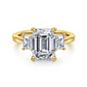 Stephi - 14K Yellow Gold Emerald Cut Three Stone Diamond Engagement Ring - 0.6 ct
