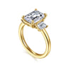 Stephi - 14K Yellow Gold Emerald Cut Three Stone Diamond Engagement Ring - 0.6 ct
