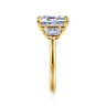 Stephi - 14K Yellow Gold Emerald Cut Three Stone Diamond Engagement Ring - 0.6 ct