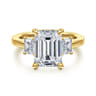 Stephi - 14K Yellow Gold Emerald Cut Three Stone Diamond Engagement Ring - 0.6 ct