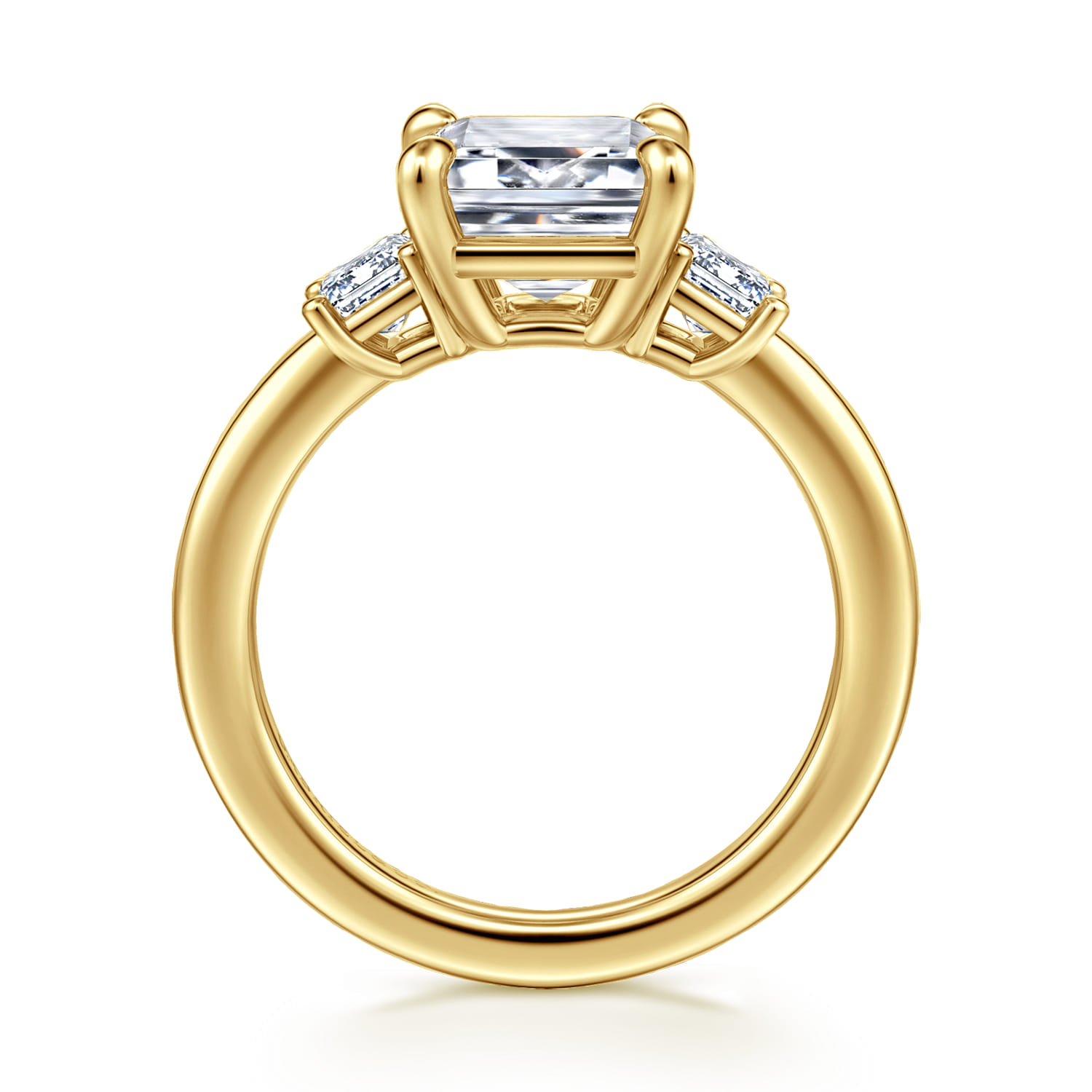 Stephi - 14K Yellow Gold Emerald Cut Three Stone Diamond Engagement Ring - 0.6 ct - Shot 2