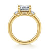 Stephi - 14K Yellow Gold Emerald Cut Three Stone Diamond Engagement Ring - 0.6 ct