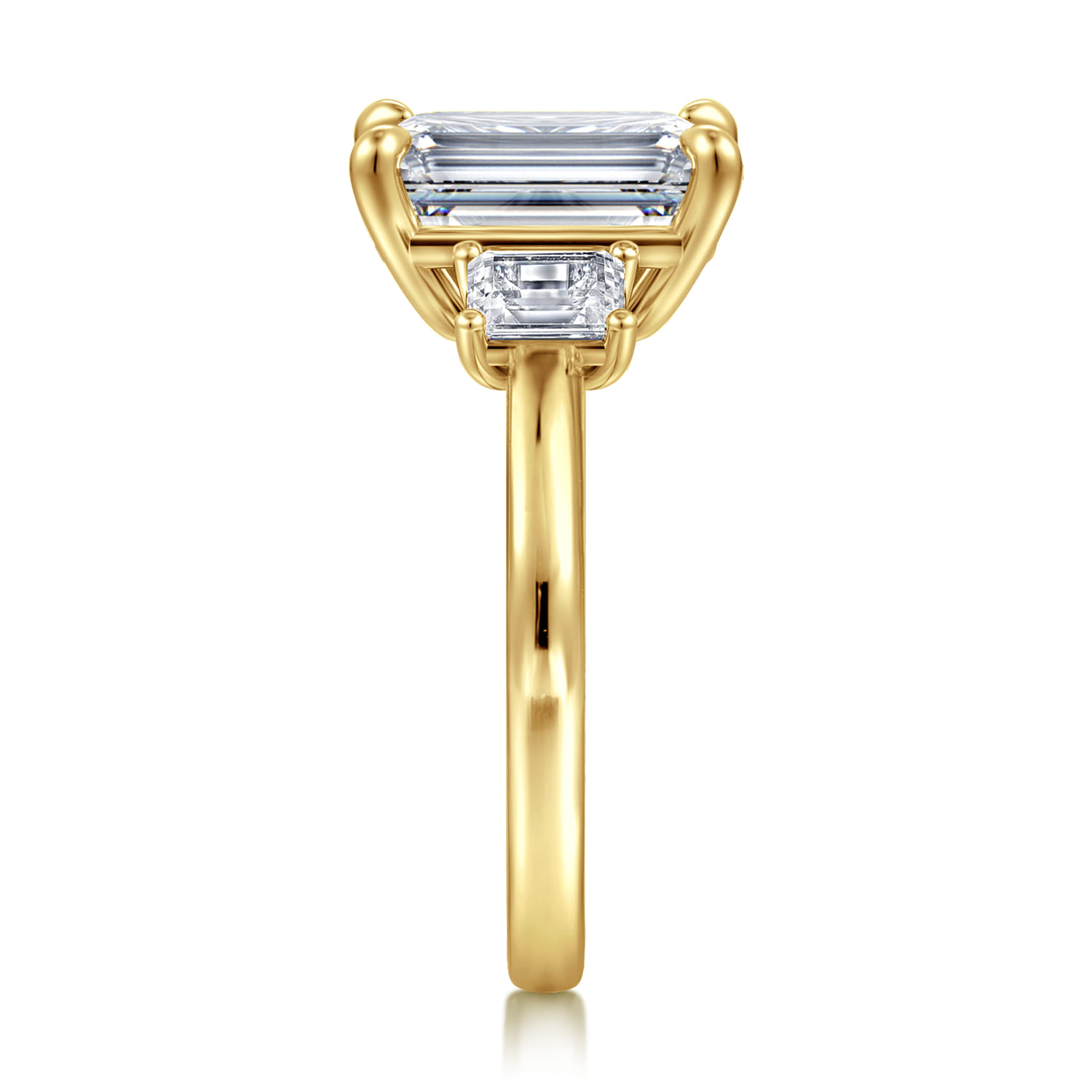 Stephi - 14K Yellow Gold Emerald Cut Three Stone Diamond Engagement Ring - 0.6 ct - Shot 4
