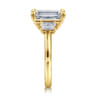 Stephi - 14K Yellow Gold Emerald Cut Three Stone Diamond Engagement Ring - 0.6 ct