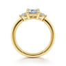 Georgia - 14K Yellow Gold Emerald Cut Three Stone Diamond Engagement Ring - 0.3 ct