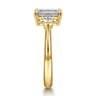 Georgia - 14K Yellow Gold Emerald Cut Three Stone Diamond Engagement Ring - 0.3 ct