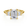 Kenia - 14K Yellow Gold Emerald Cut Three Stone Diamond Engagement Ring - 0.45 ct