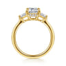 Kenia - 14K Yellow Gold Emerald Cut Three Stone Diamond Engagement Ring - 0.45 ct