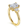 Kenia - 14K Yellow Gold Emerald Cut Three Stone Diamond Engagement Ring - 0.45 ct