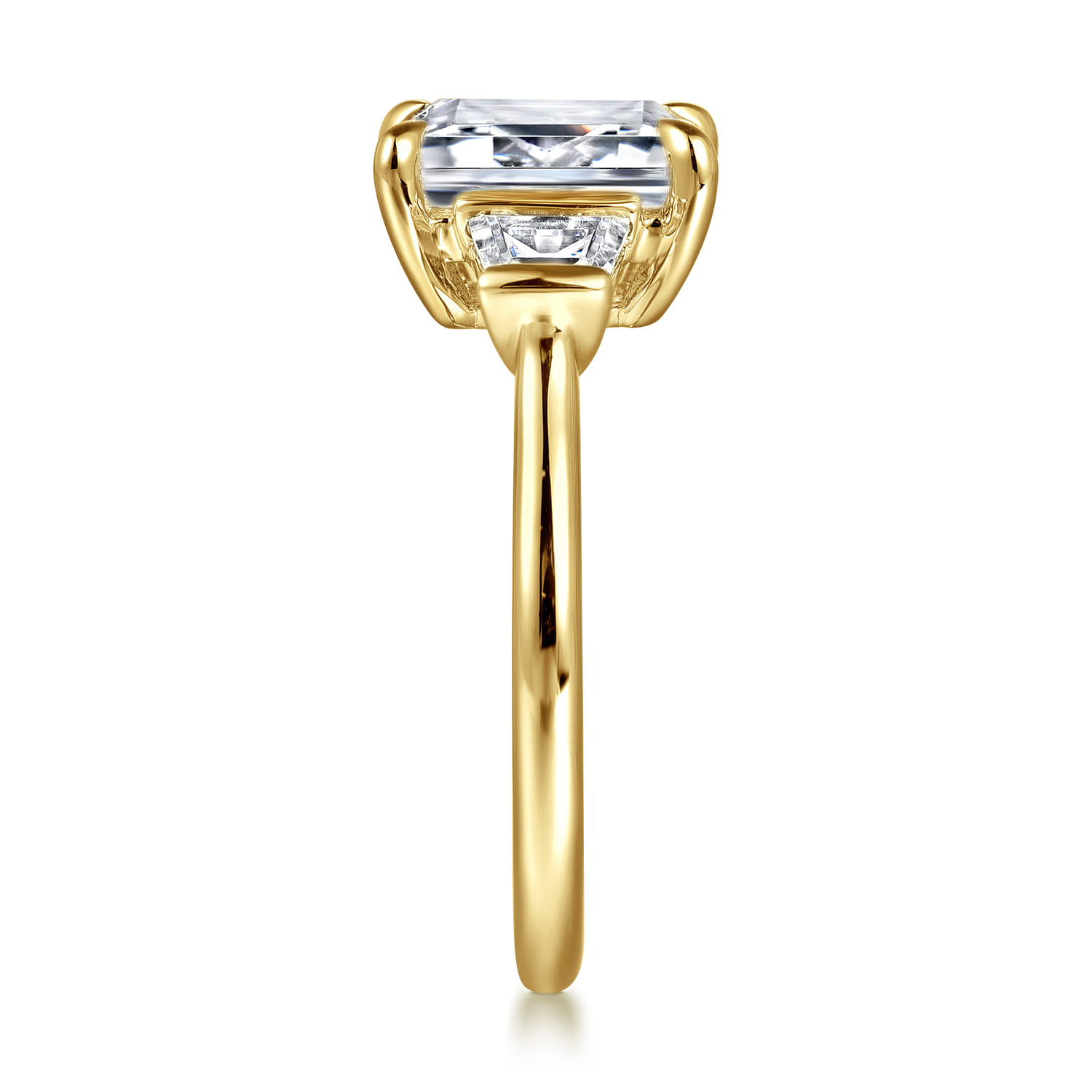 Kenia - 14K Yellow Gold Emerald Cut Three Stone Diamond Engagement Ring - 0.45 ct - Shot 5