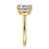 Kenia - 14K Yellow Gold Emerald Cut Three Stone Diamond Engagement Ring - 0.45 ct