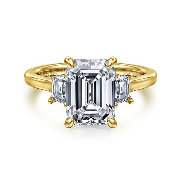 14K Yellow Gold Emerald Cut Natural Gemstone Necklaces