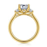 Nigela - 14K Yellow Gold Emerald Cut Three Stone Lotus Diamond Engagement Ring - 0.4 ct