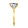 Nigela - 14K Yellow Gold Emerald Cut Three Stone Lotus Diamond Engagement Ring - 0.4 ct