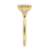 Alesandra - 14K Yellow Gold Half Bezel Emerald Cut Three Stone Diamond Engagement Ring - 0.3 ct