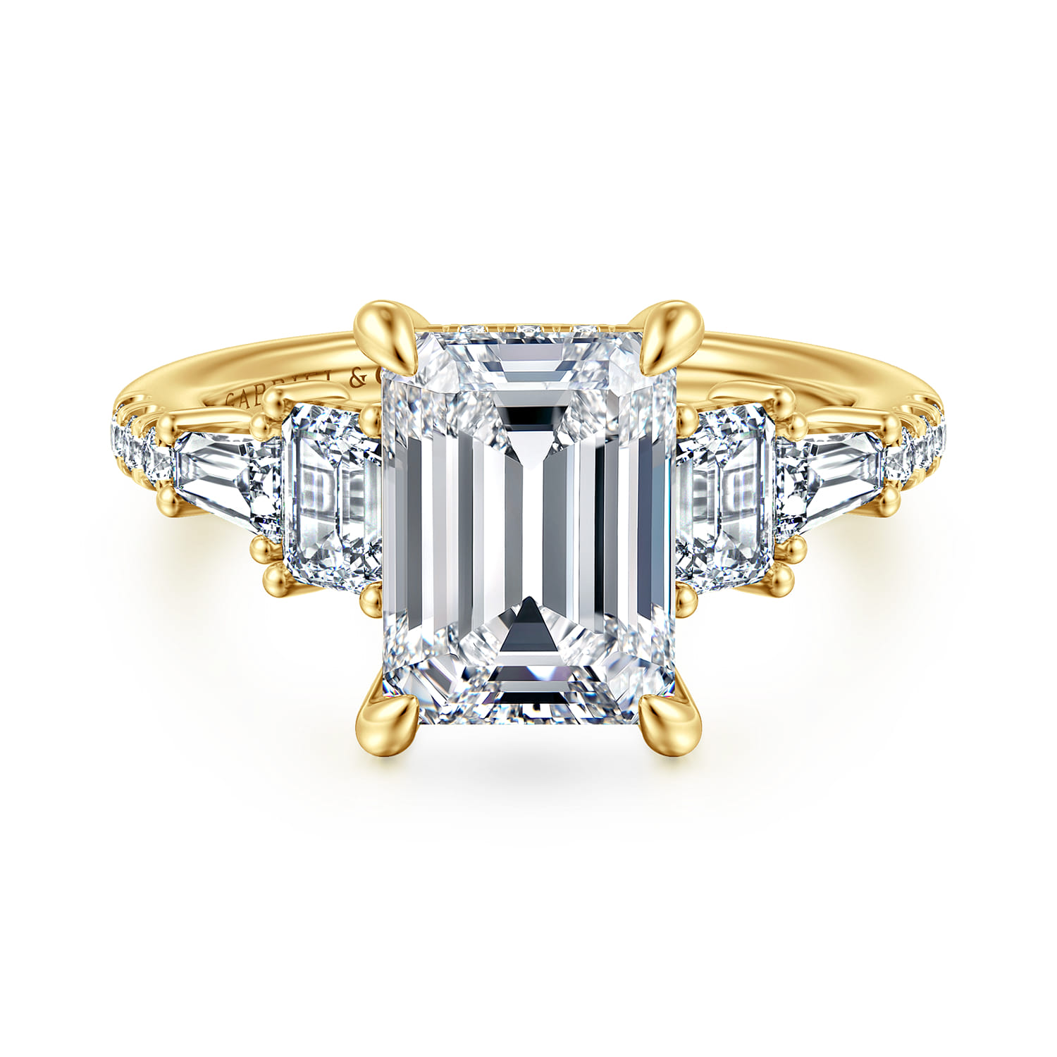 Genni - 14K Yellow Gold Emerald Cut Diamond Engagement Ring - 1.08 ct - Shot 1