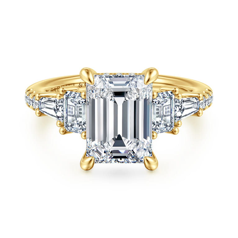 Genni - 14K Yellow Gold Emerald Cut Diamond Engagement Ring - 1.08 ct - Shot 1