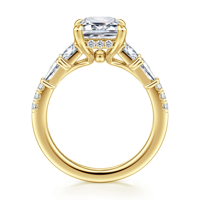 Genni - 14K Yellow Gold Emerald Cut Diamond Engagement Ring - 1.08 ct - Shot 2