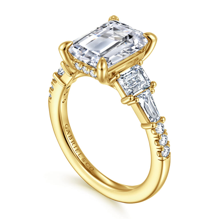 Genni - 14K Yellow Gold Emerald Cut Diamond Engagement Ring - 1.08 ct - Shot 3