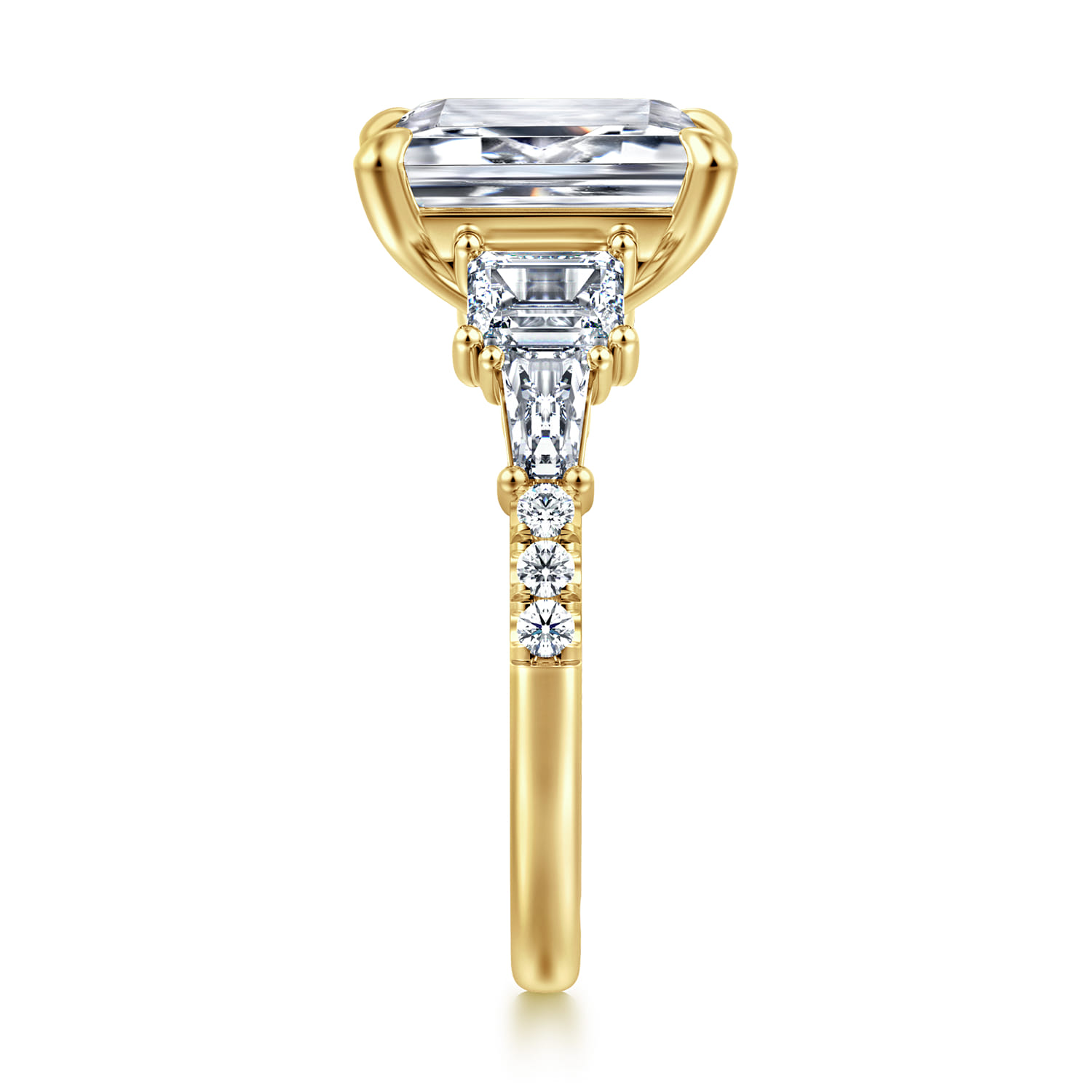 Genni - 14K Yellow Gold Emerald Cut Diamond Engagement Ring - 1.08 ct - Shot 4