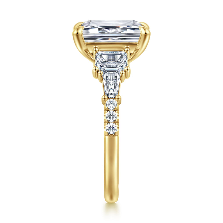 Genni - 14K Yellow Gold Emerald Cut Diamond Engagement Ring - 1.08 ct - Shot 4